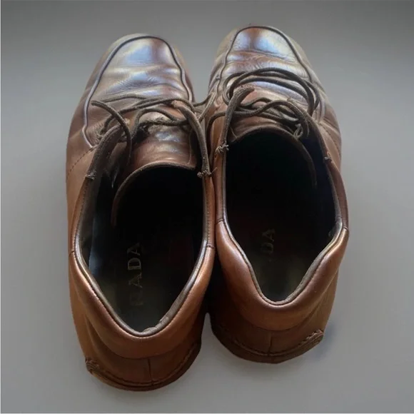Vintage Prada 1990’s Mocha Chukka Desert Boots Shoes Men 9.5 Leather Ankle Italy - Picture 8 of 15
